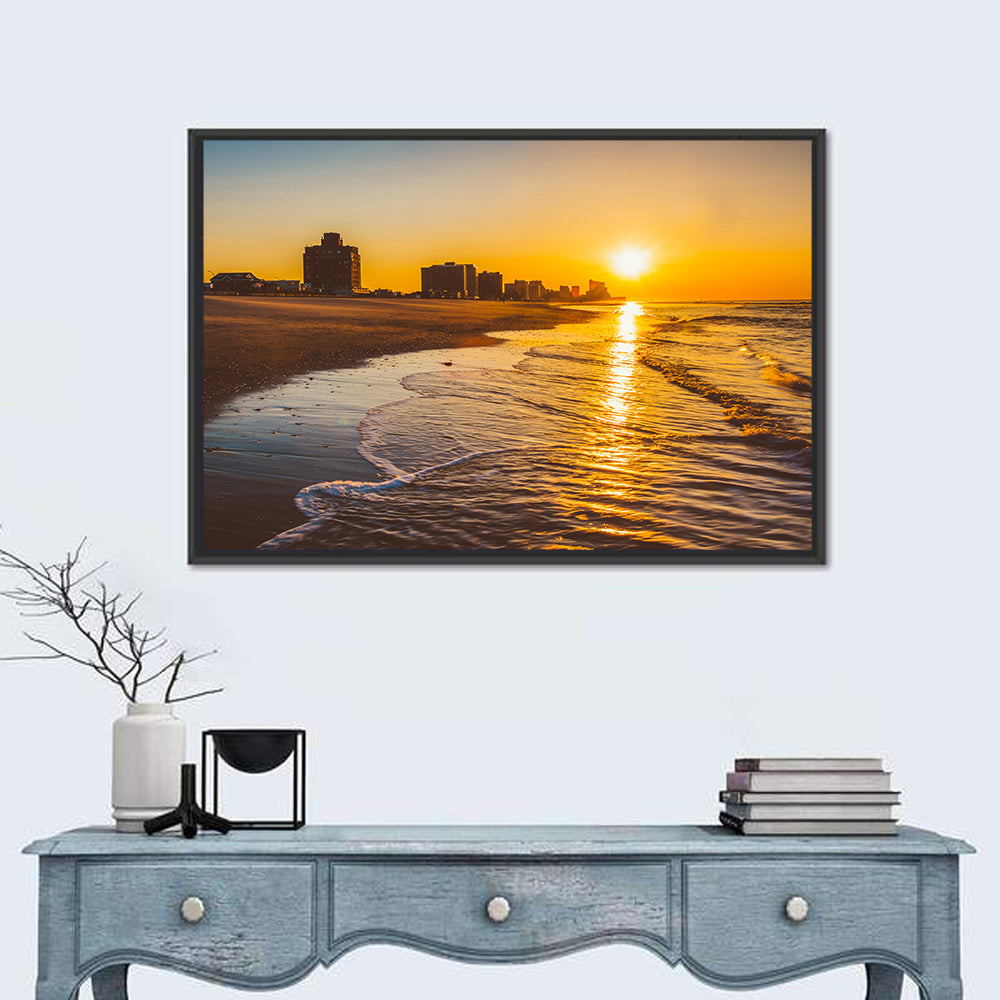 Ventnor Beach Sunrise Reflection Wall Art in a room, landscape
