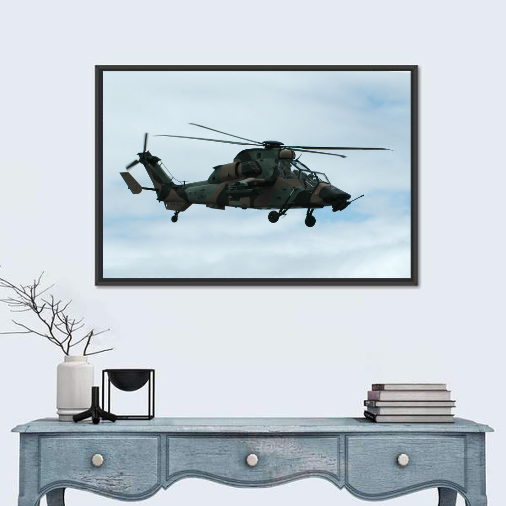 Attack Helicopter Side Profile Wall Art in a room, landscape