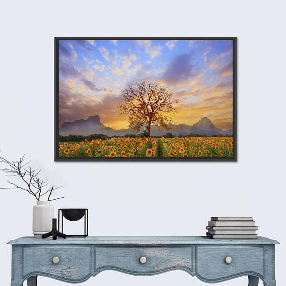 Sunflower Field at Sunset Wall Art