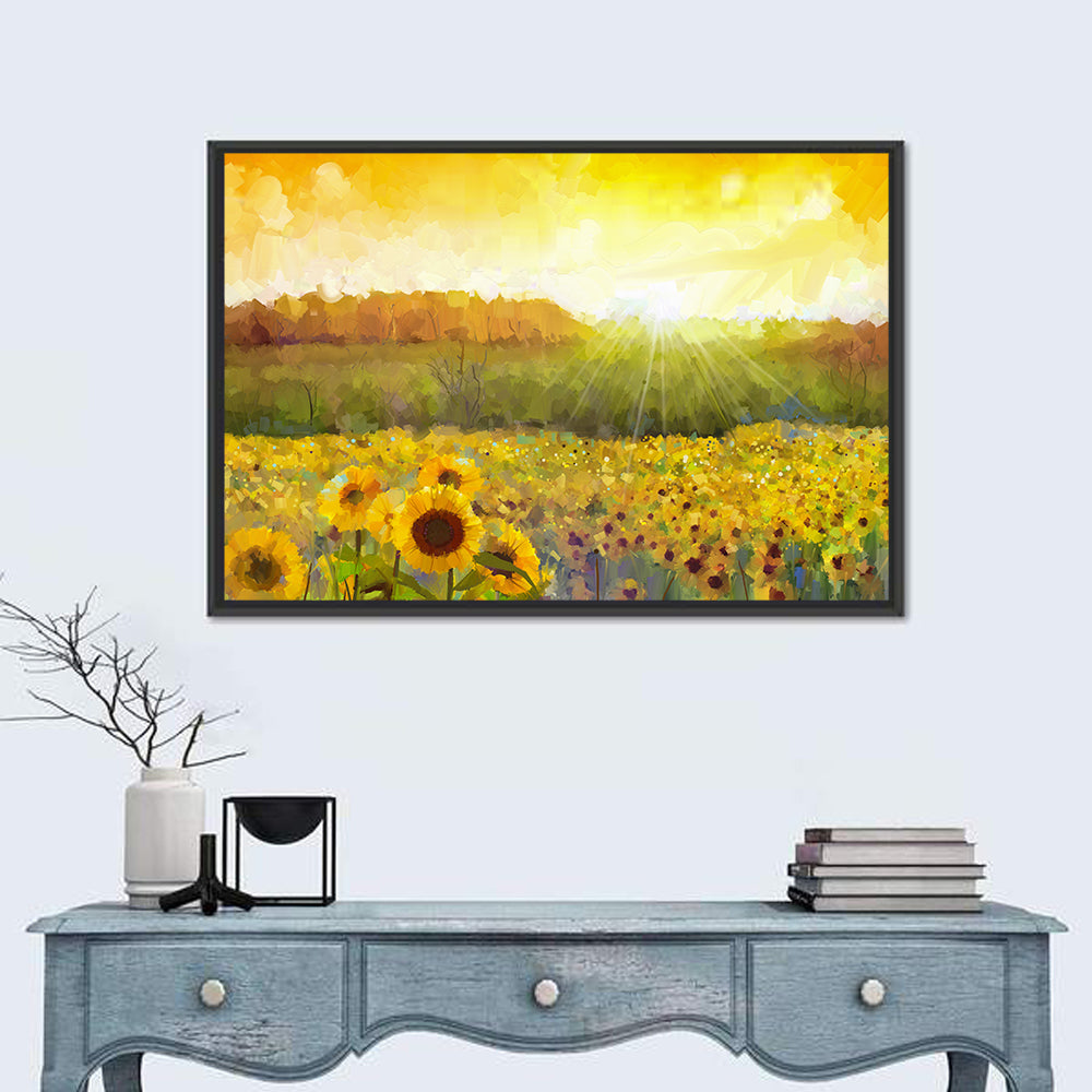 Sunburst Sunflowers Abstract Wall Art