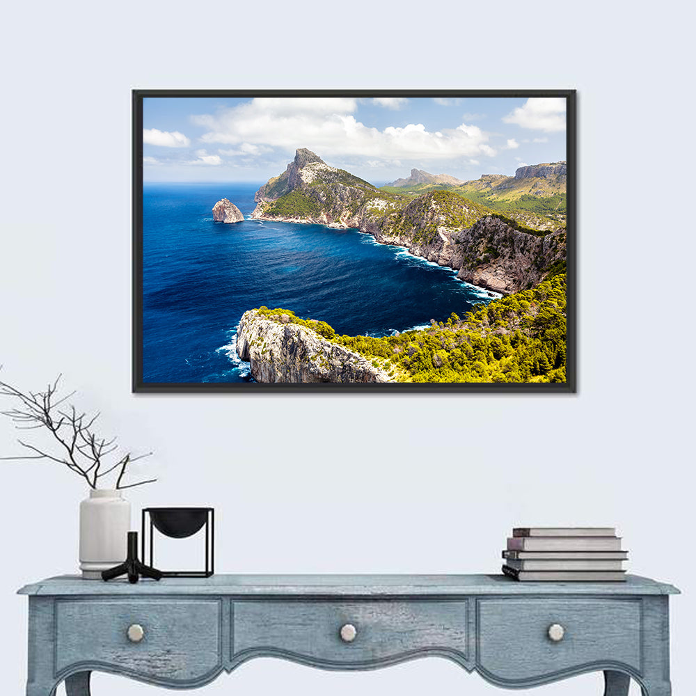 Cap De Formentor Cliffs Wall Art in a room, landscape