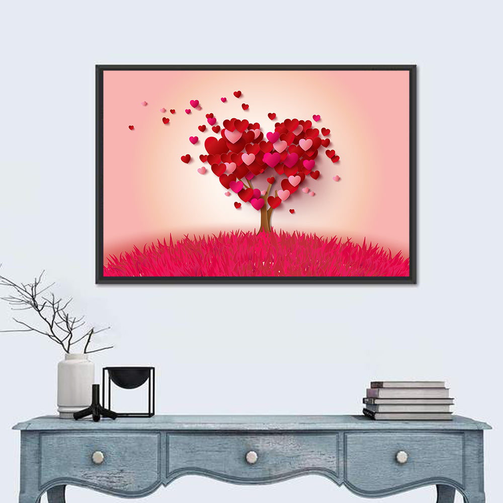 Whimsical Heart Tree Illustration Wall Art
