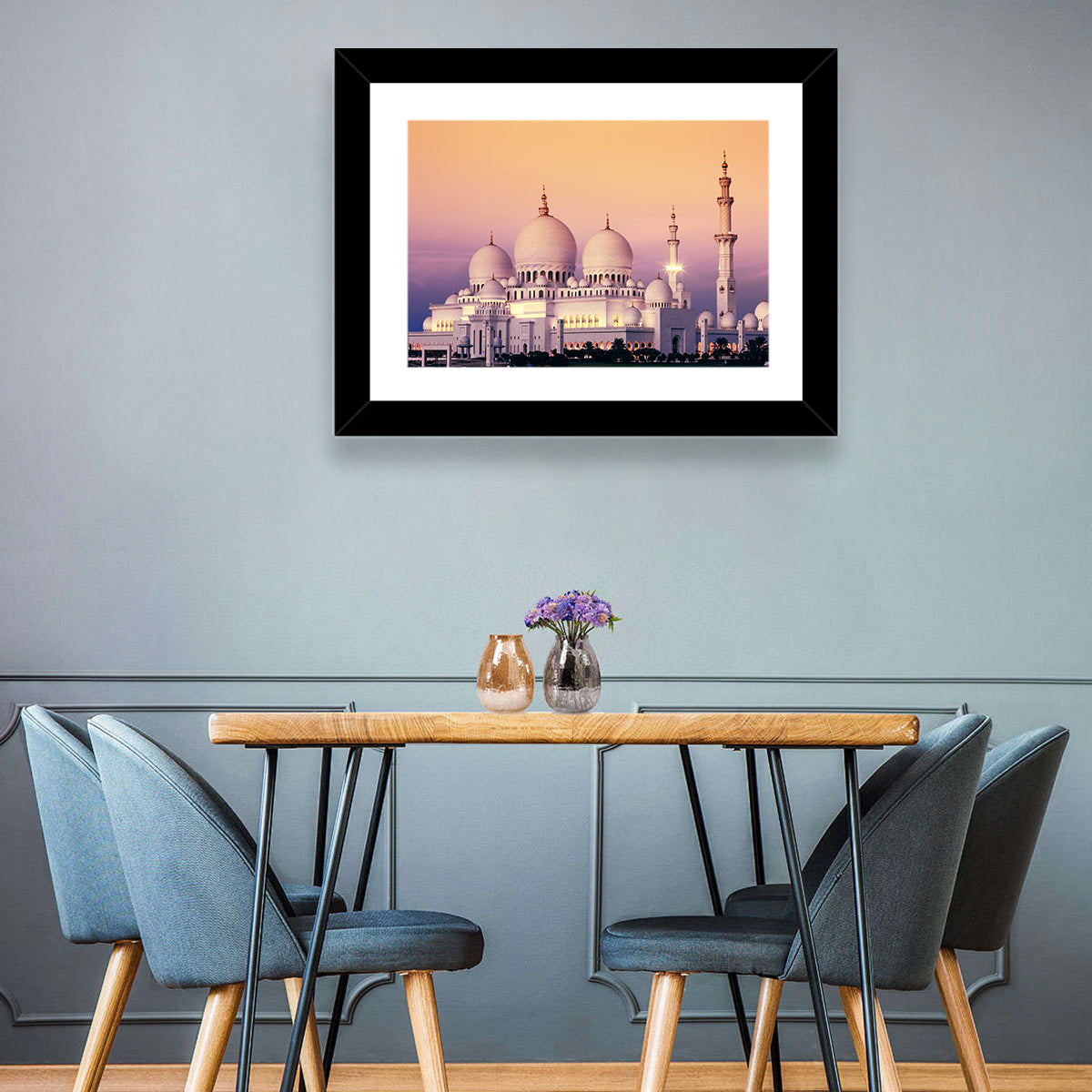 Sheikh Zayed Grand Mosque at Dusk Wall Art in a room, landscape