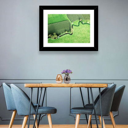 Meandering Stream Over Farmland Wall Art