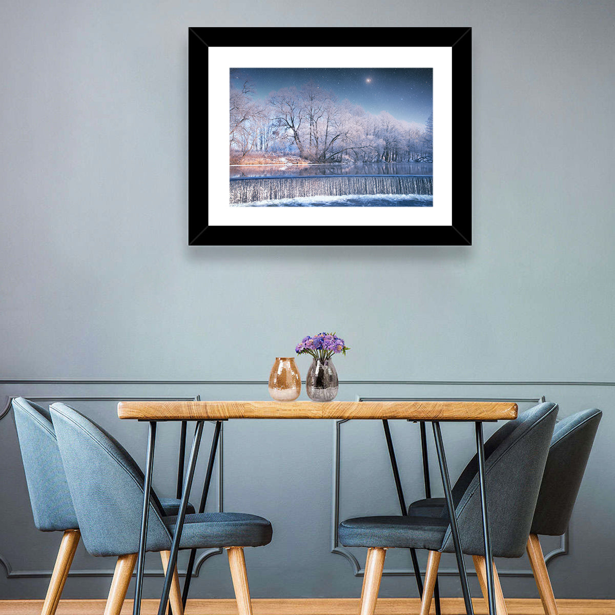 Starlit Winter Waterfall Wall Art