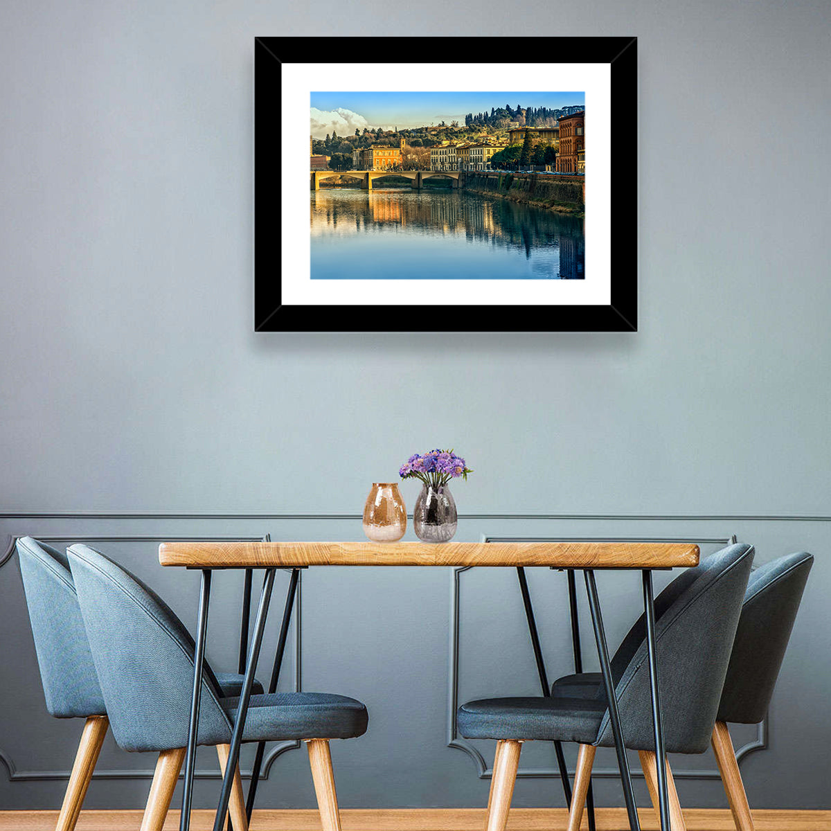 Golden Hour Florence Over the Arno River Wall Art in a room, landscape