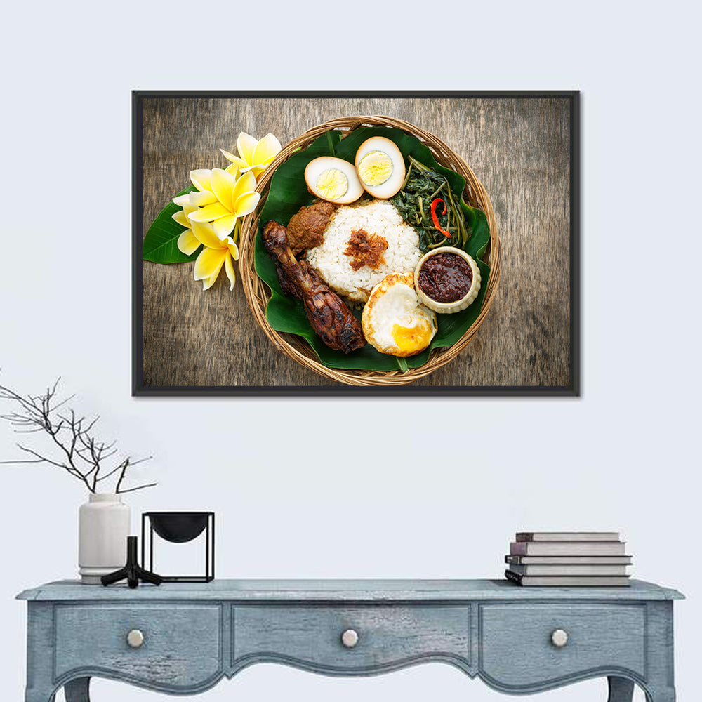 Nasi Campur in Woven Basket Wall Art