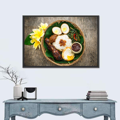 Nasi Campur in Woven Basket Wall Art