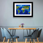 Satellite-style Blue World Map Wall Art