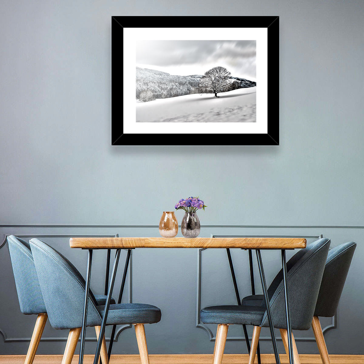 Solitary Snowy Tree Landscape Wall Art