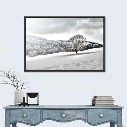 Solitary Snowy Tree Landscape Wall Art