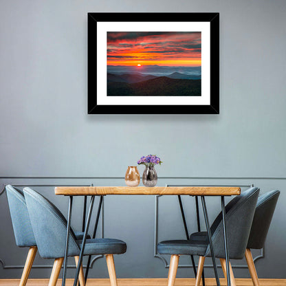 Blue Ridge Sunrise Over Misty Ridges Wall Art