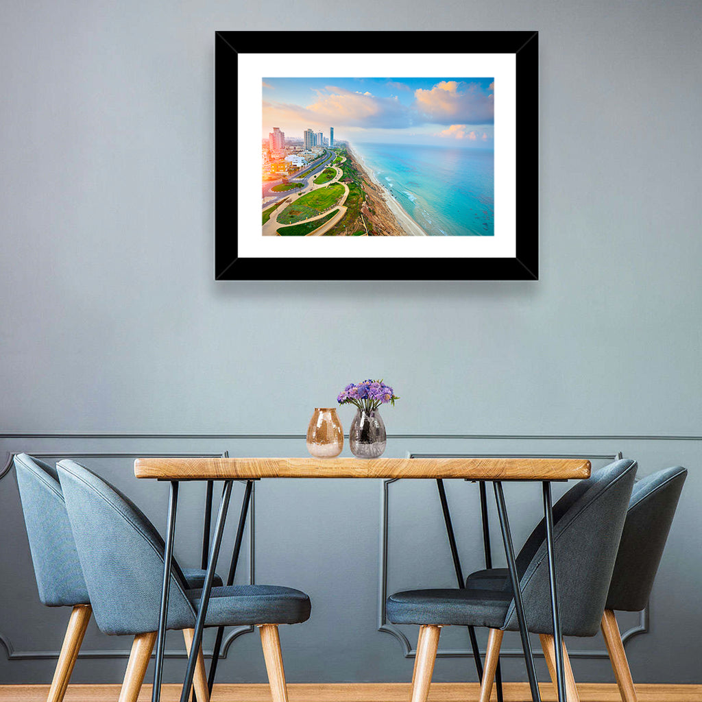 Netanya Coastline at Golden Hour Wall Art