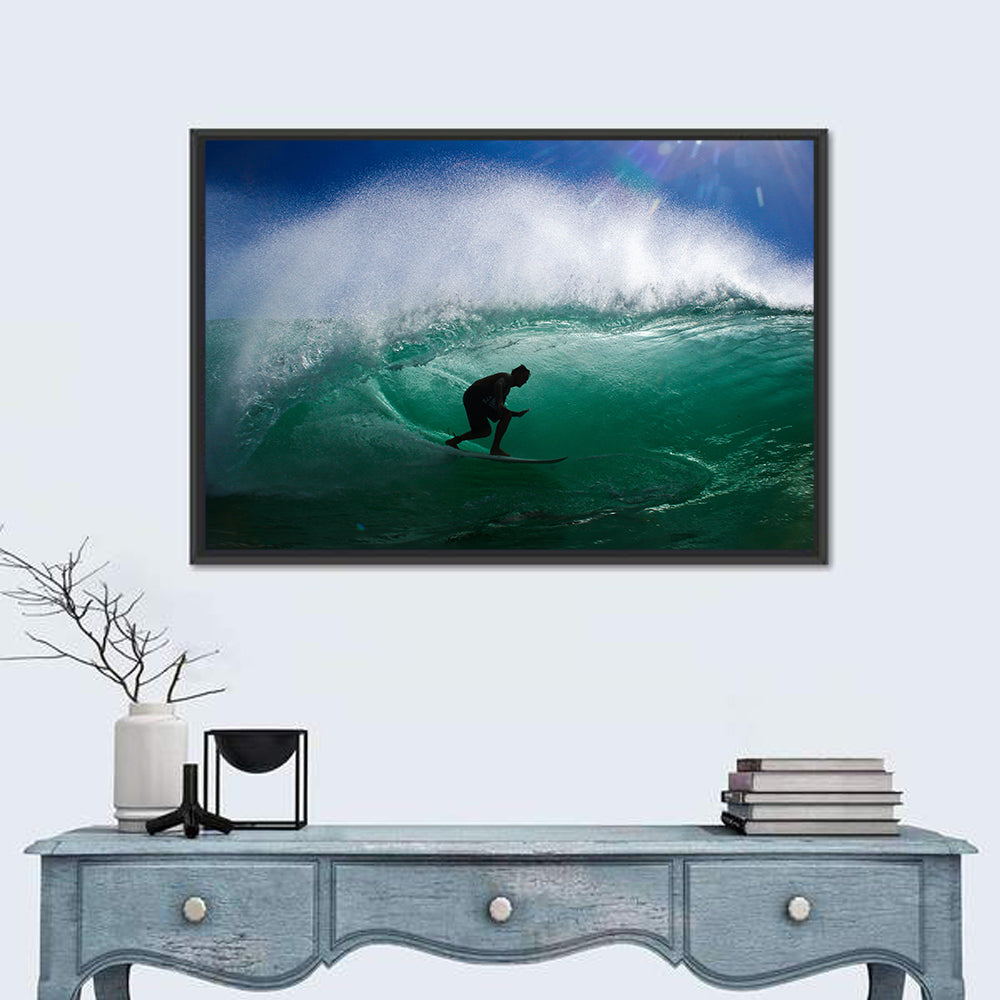 Surfer in Barrel Wave Wall Art