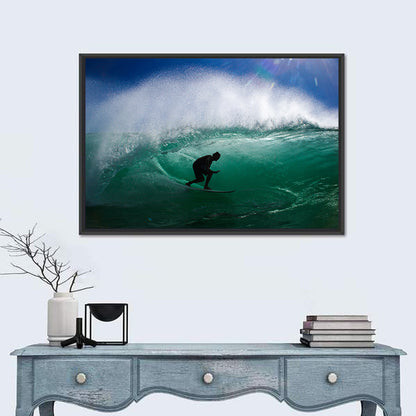 Surfer in Barrel Wave Wall Art