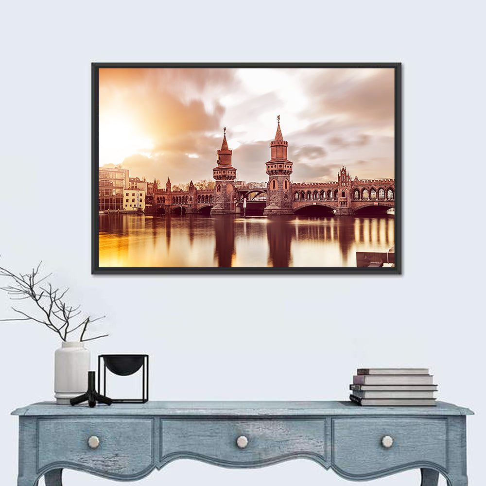 Oberbaumbruecke Sunset Reflection Berlin Wall Art in a room, landscape