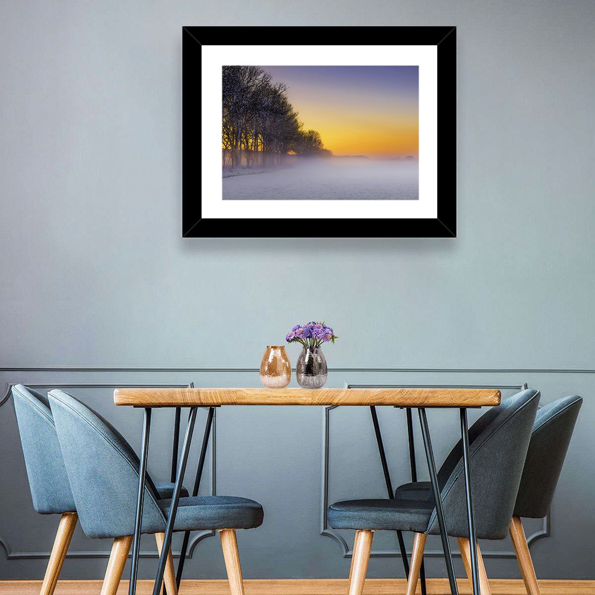 Winter Fog at Sunset Wall Art