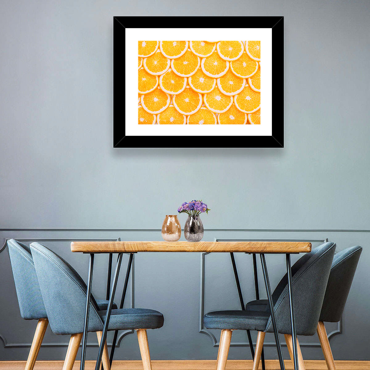 Orange Slice Grid Pattern Wall Art