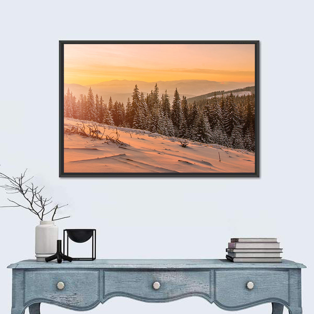 Hoverla Snowfield at Sunset Wall Art in a room, landscape