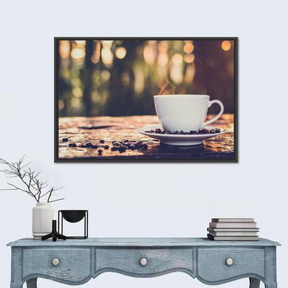 Steaming White Coffee Cup Wall Art