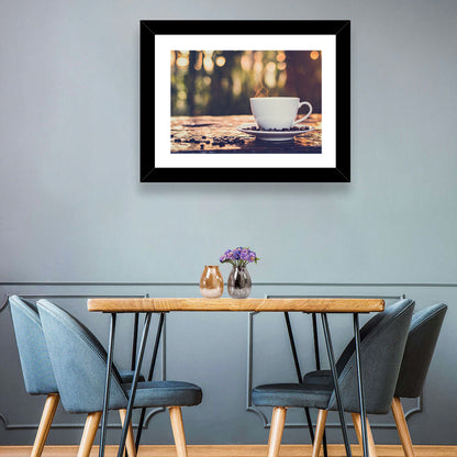 Steaming White Coffee Cup Wall Art