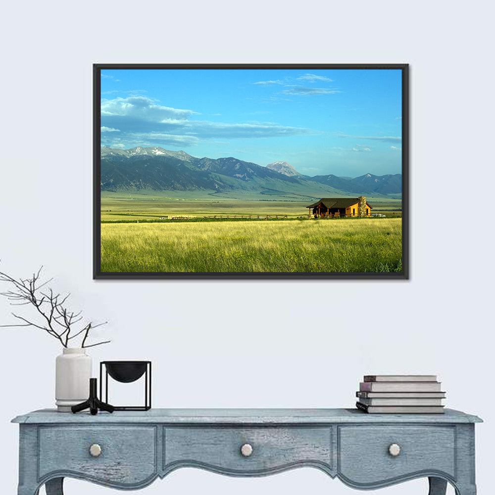 Montana Mountain Ranch Wall Art in a room, landscape