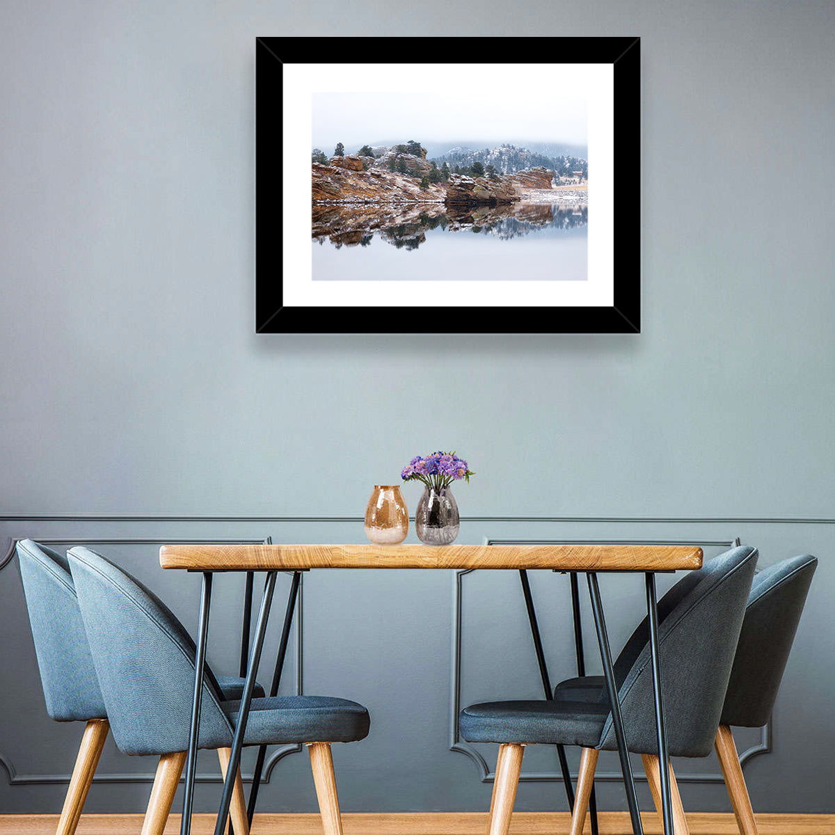 Marys Lake Foggy Reflection Wall Art