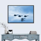 Five Fighter Jets in Formation Wall Art