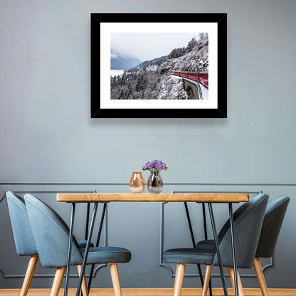 Red Train at Landwasser Viaduct Wall Art