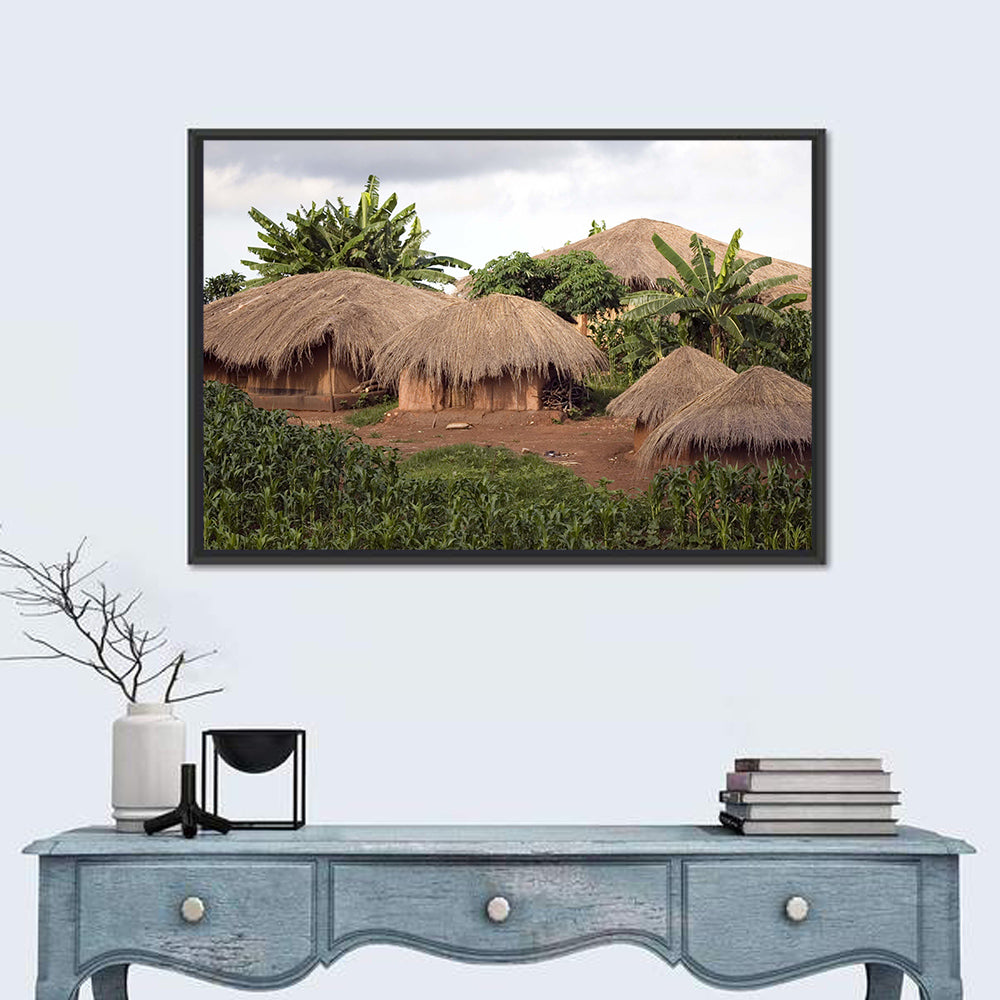 Thatched Roof Huts Wall Art in a room, landscape