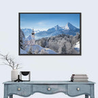 Maria Gern Church and Watzmann in Winter Wall Art