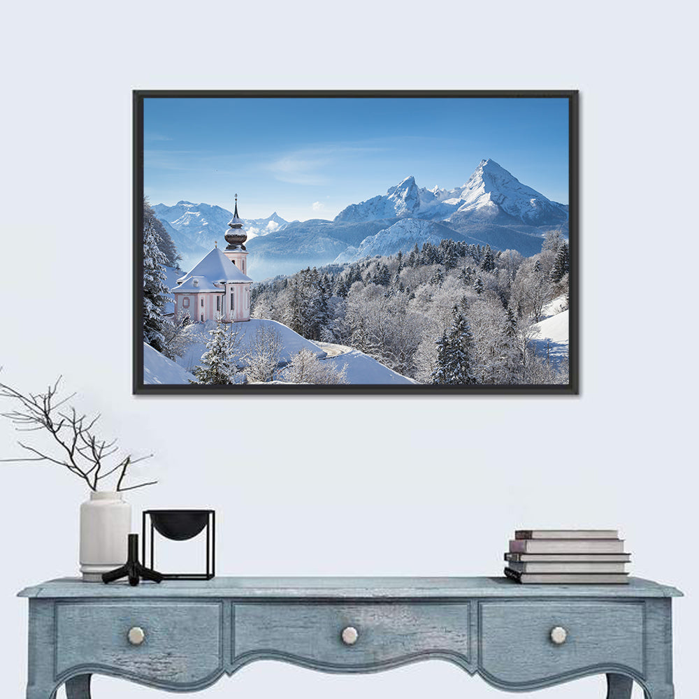 Maria Gern Church and Watzmann in Winter Wall Art