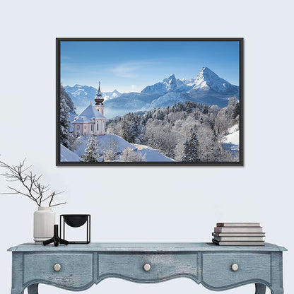Maria Gern Church and Watzmann in Winter Wall Art