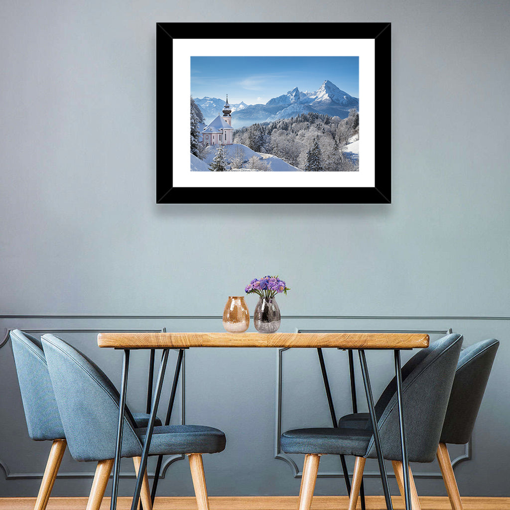 Maria Gern Church and Watzmann in Winter Wall Art