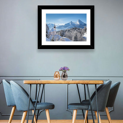 Maria Gern Church and Watzmann in Winter Wall Art