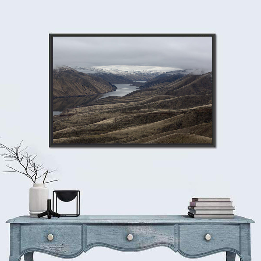 Snow-dusted Snake River Canyon Wall Art in a room, landscape