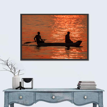 Sunset Canoe Silhouette Wall Art