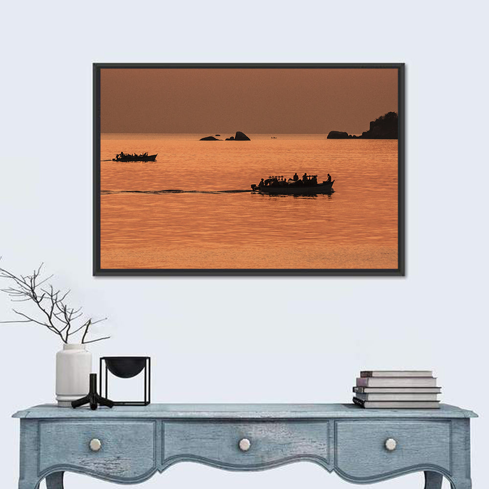 Lake Malawi Sailboats at Sunset Wall Art