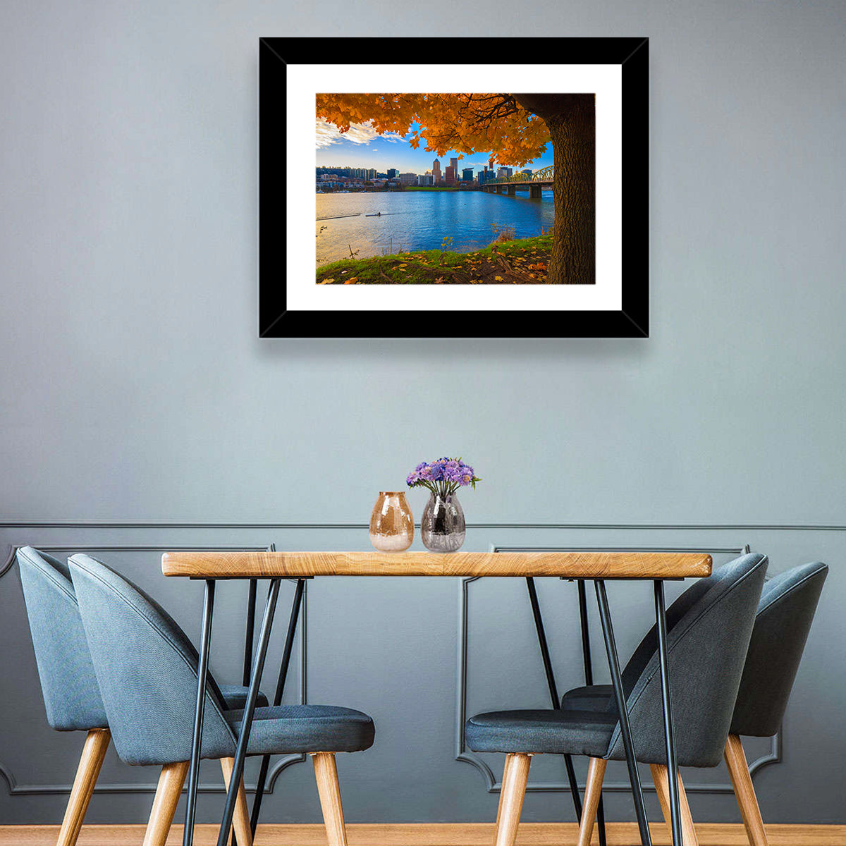 Willamette River at Golden Hour Wall Art in a room, landscape