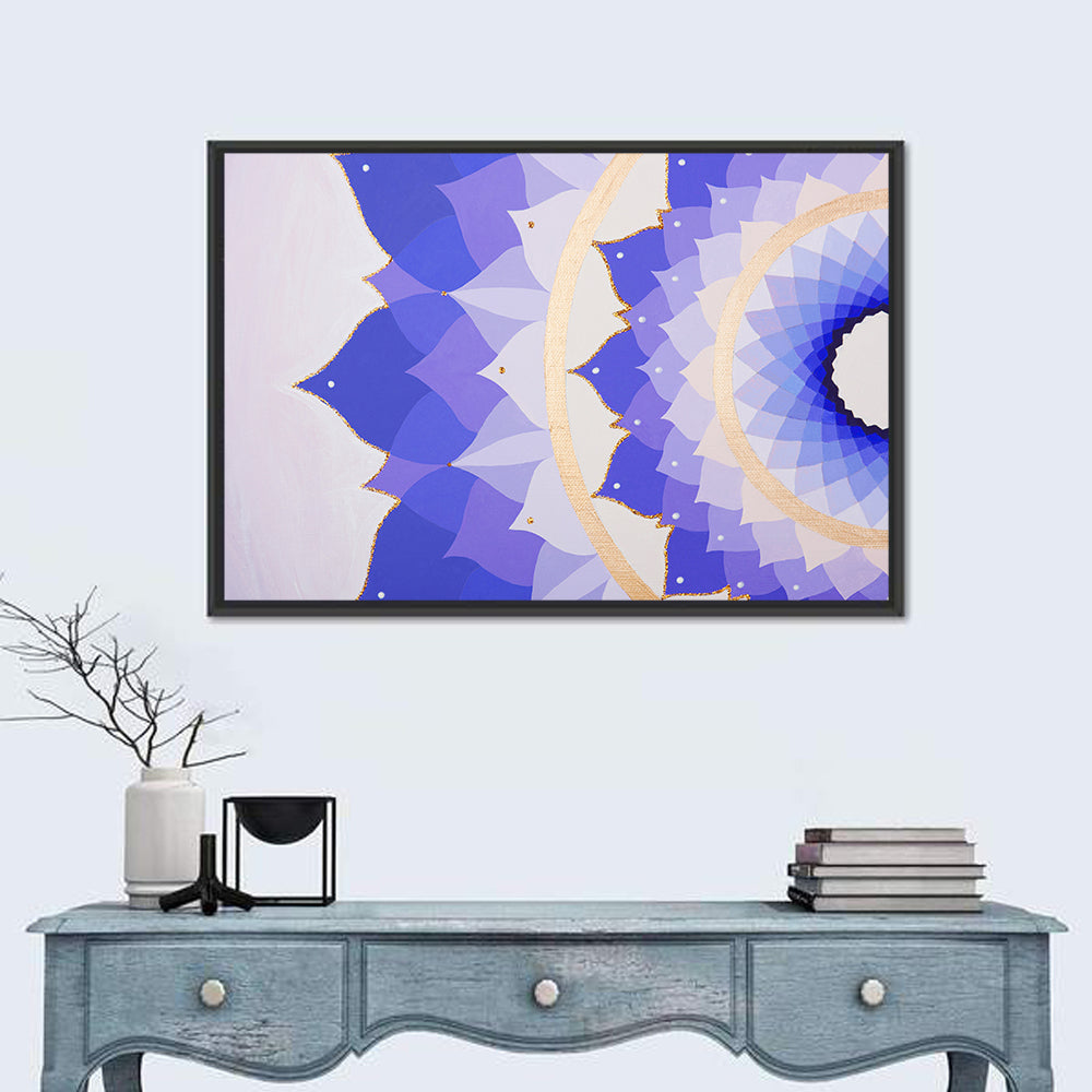 Sahasrara Chakra Lotus Mandala Wall Art in a room, landscape