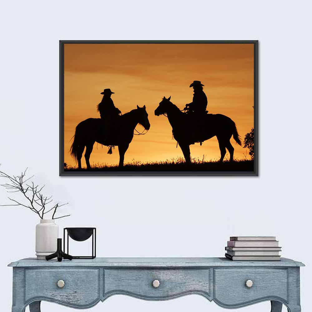 Horseback Silhouettes at Sunset Wall Art