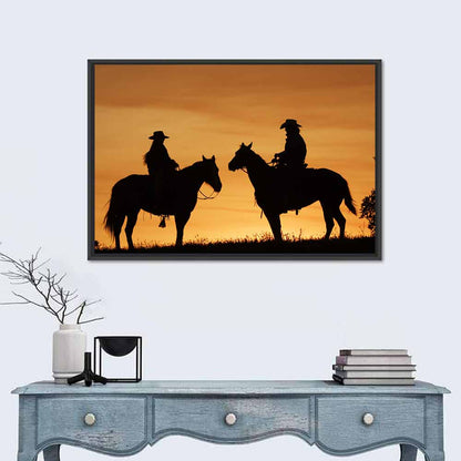 Horseback Silhouettes at Sunset Wall Art