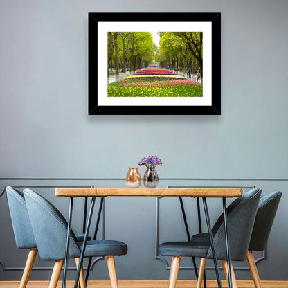 Tree-lined Tulip Garden Path Wall Art