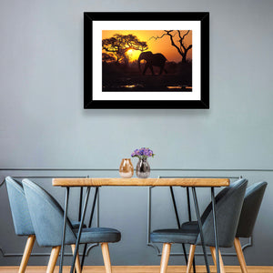 Elephant at Sunset Wall Art