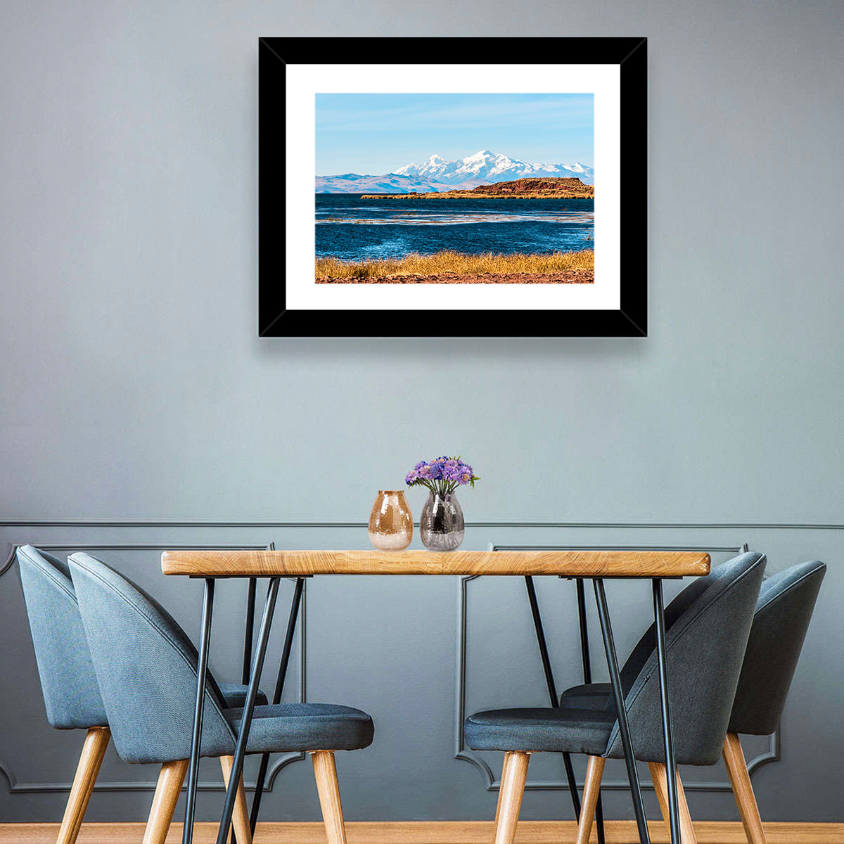 Lake Titicaca Blue and Gold Wall Art