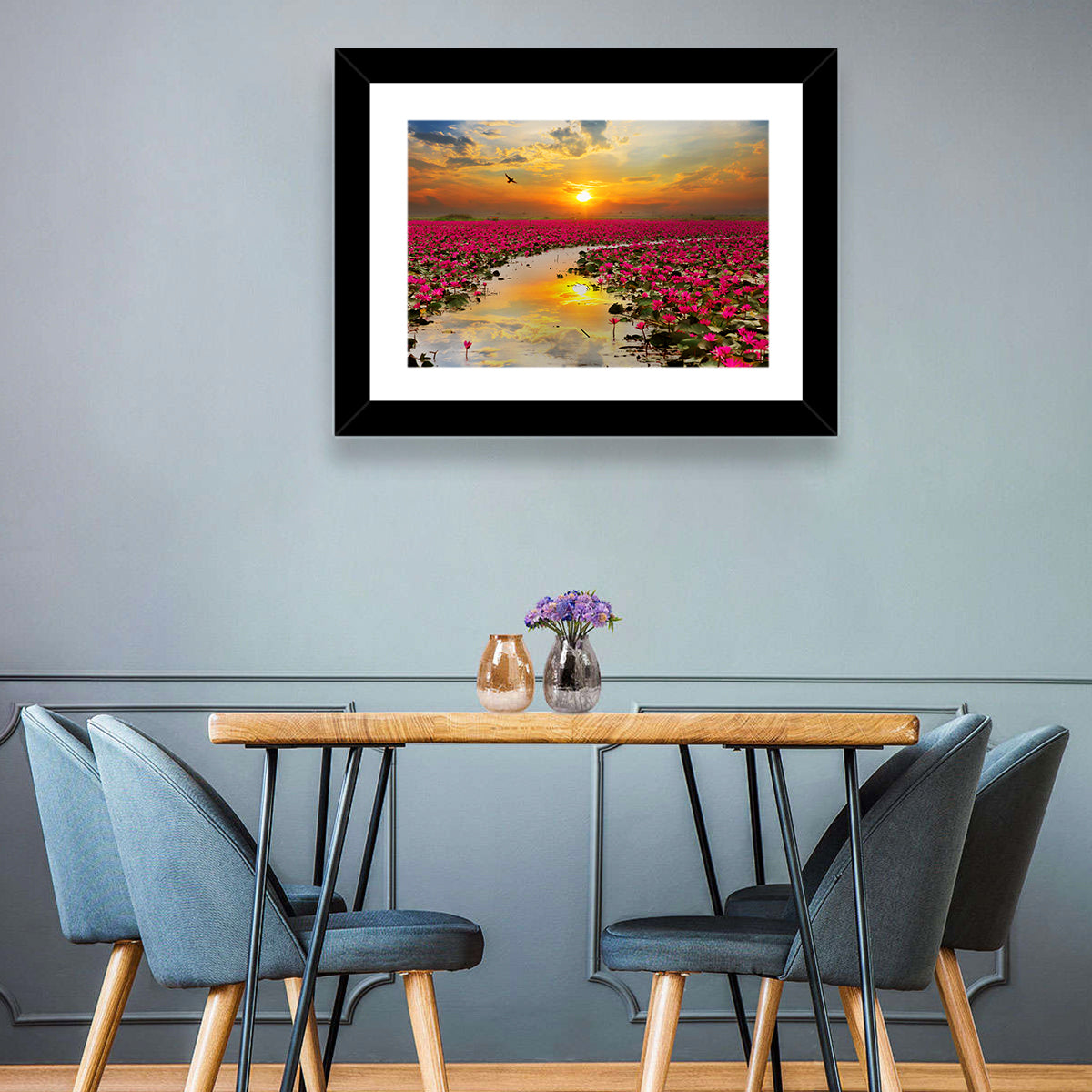 Golden Hour Lotus Field Wall Art