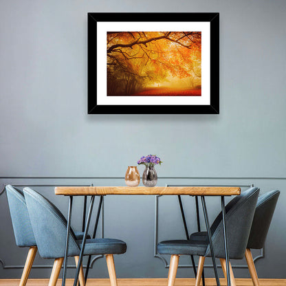 Autumn Forest Path with Lone Figure Wall Art