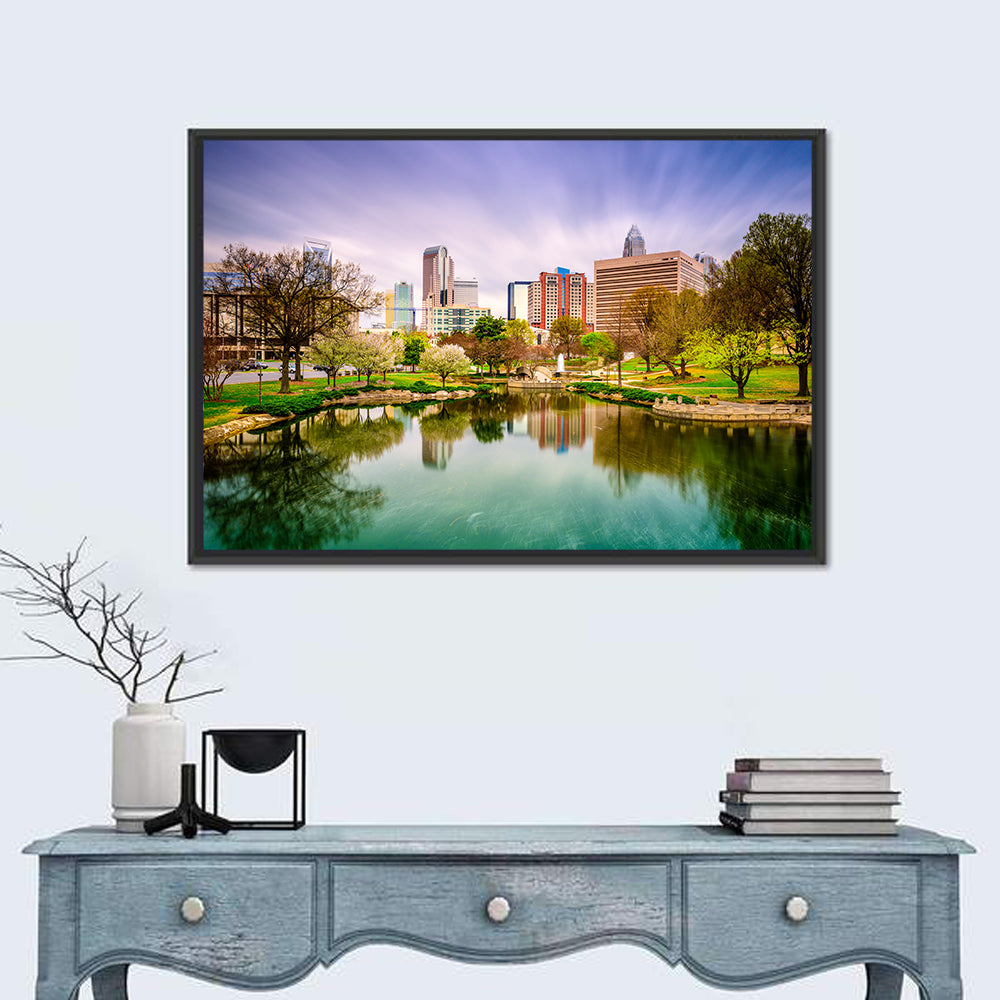 Charlotte Skyline at Marshall Park Wall Art in a room, landscape