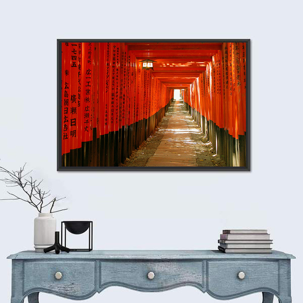 Fushimi Inari Torii Tunnel Wall Art in a room, landscape