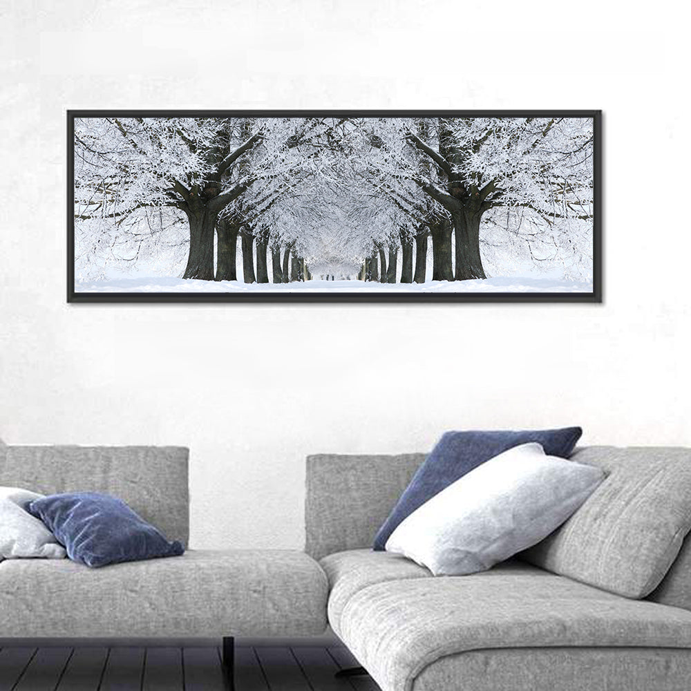 Snow-covered Tree Alley Wall Art
